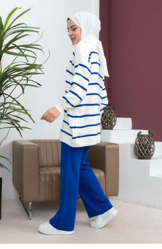 0065Mp Striped Knitwear Set Saxe Blue 6873