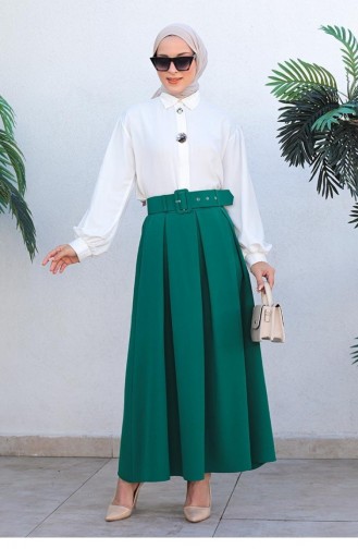 5053Nrs Pleated Skirt Emerald Green 6880
