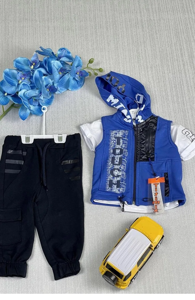 2132Tt Boy`s Three Piece Suit Blue 7035