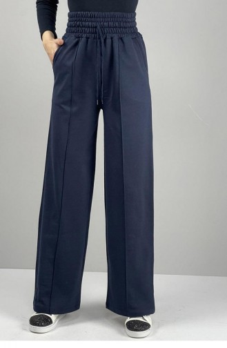 1043Mg Hose Mit Hoher Taille Marineblau 7306