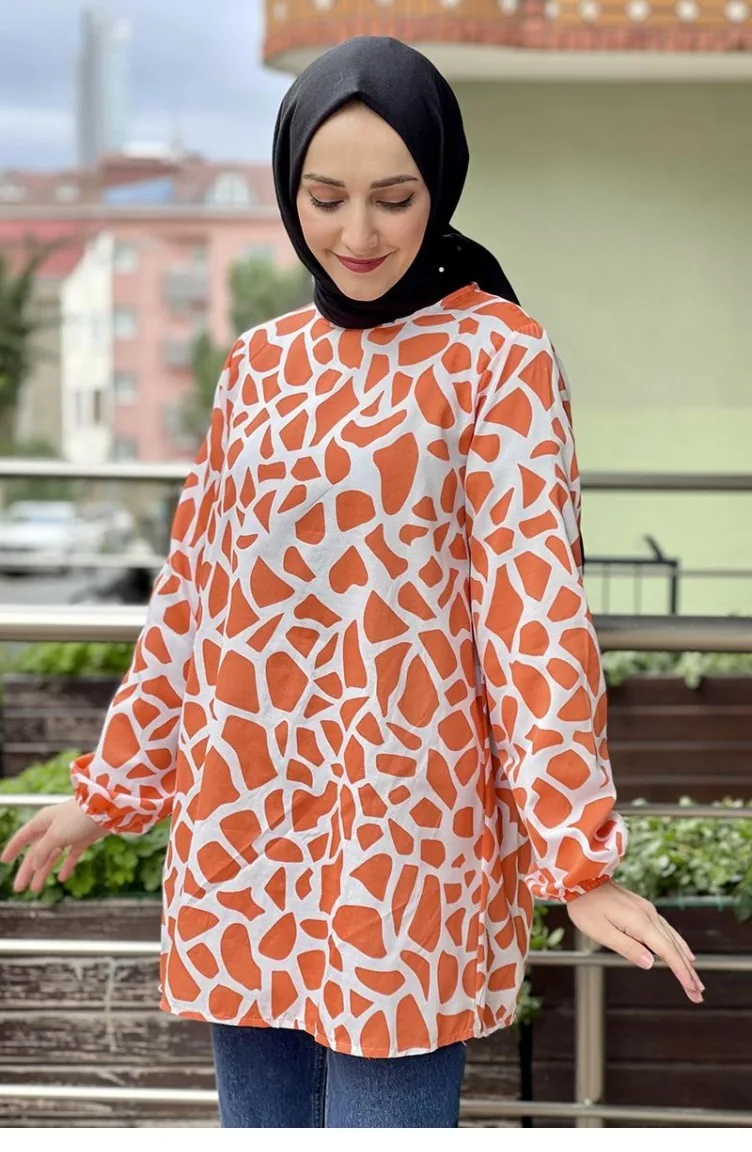 0150Sgs Gemusterte Tunika Orange 7361