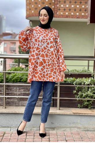 0150Sgs Gemusterte Tunika Orange 7361