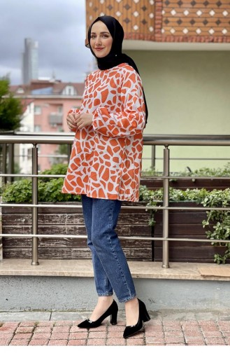 0150Sgs Gemusterte Tunika Orange 7361