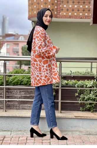 0150Sgs Gemusterte Tunika Orange 7361