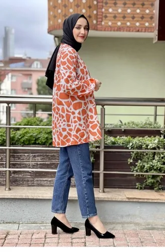 0150Sgs Gemusterte Tunika Orange 7361