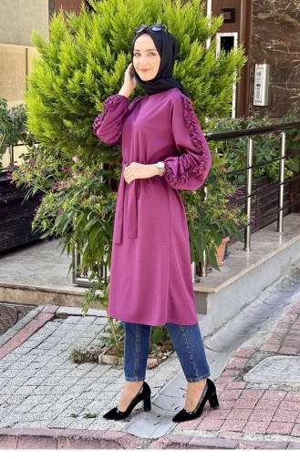 Sleeve Detailed Hijab Tunic 0126-16 Dusty Rose 0126-16