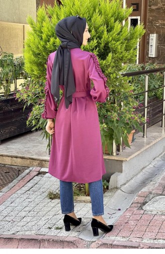 Ärmeldetaillierte Hijab-Tunika 0126-16 Dusty Rose 0126-16