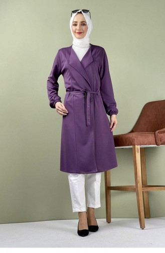 8015Bgm Sash Detailed Kimono Purple 7665