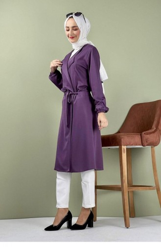 8015Bgm Sash Detailed Kimono Purple 7665