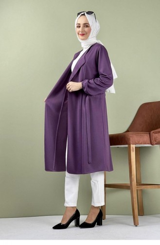 8015Bgm Sash Detailed Kimono Purple 7665