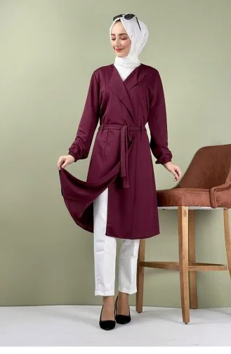 Kuşak Detaylı Kimono 8015-05 Vişne