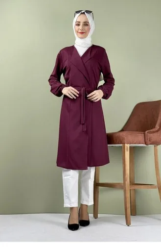Kuşak Detaylı Kimono 8015-05 Vişne