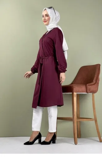 Kuşak Detaylı Kimono 8015-05 Vişne