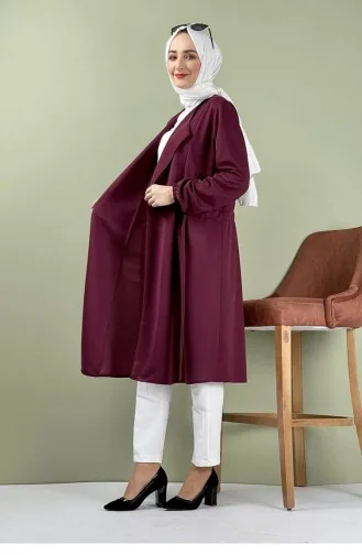 Kuşak Detaylı Kimono 8015-05 Vişne