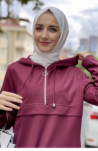 1507Tgm Fermuarlı Tunik Bordo