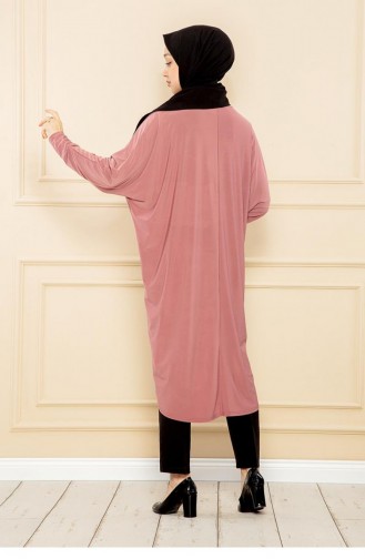 2044Mg Casual Tuniek Met Vleermuismouwen Dusty Rose 7731