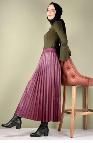 5228Nrs Jupe En Cuir Plissée Rouge Claret 7761