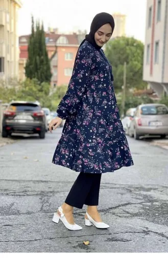 0146Sgs Patterned Tunic Navy Blue 7770