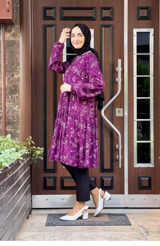0146Sgs Patterned Tunic Plum 7773