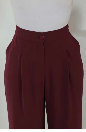 1524Tgm Plus Size Trousers Claret Red 7780