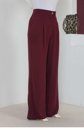 1524Tgm Plus Size Trousers Claret Red 7780