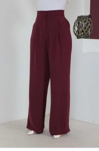 1524Tgm Plus Size Trousers Claret Red 7780
