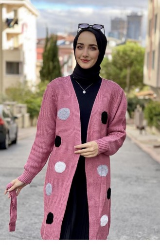 241Wst Polka Dot Strick-Cardigan Dusty Rose 7817