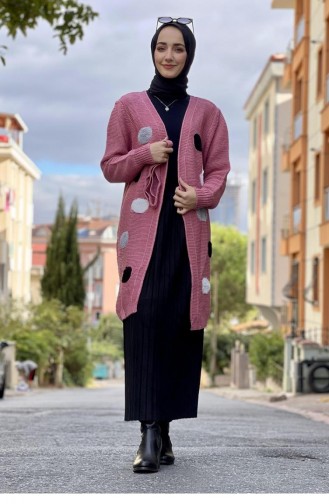 241Wst Polka Dot Strick-Cardigan Dusty Rose 7817