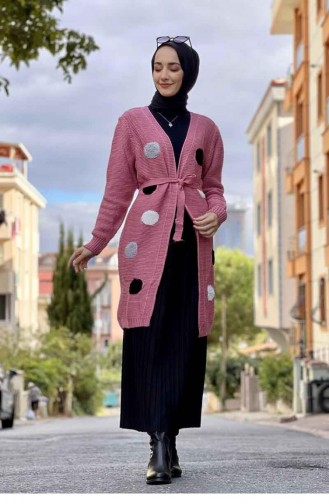 241Wst Polka Dot Strick-Cardigan Dusty Rose 7817