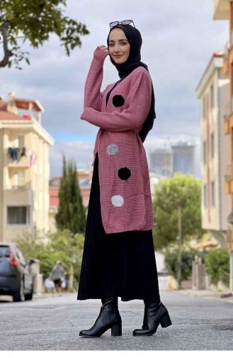 241Wst Polka Dot Strick-Cardigan Dusty Rose 7817