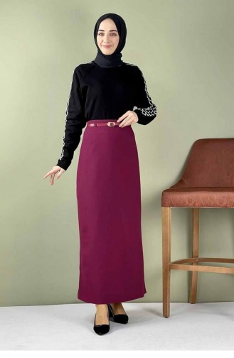 5220Nrs Belted Pencil Skirt Cherry 7855