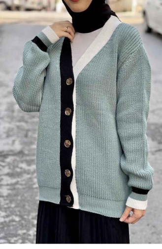 10324Klc Strick-Cardigan Mit Kragen Mintgrün 7948