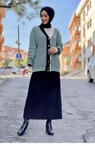 10324Klc Strick-Cardigan Mit Kragen Mintgrün 7948