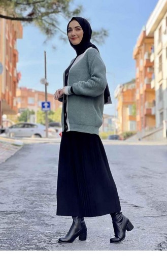10324Klc Strick-Cardigan Mit Kragen Mintgrün 7948