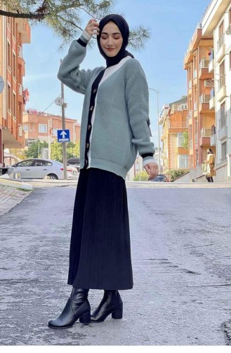 10324Klc Strick-Cardigan Mit Kragen Mintgrün 7948