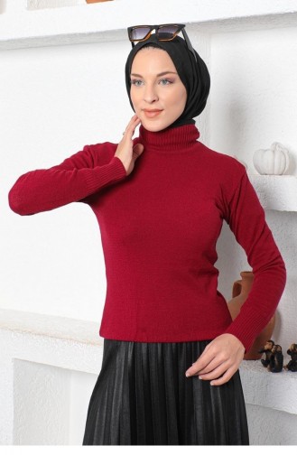 0029Mp Pull Maille Rouge Claret 7959