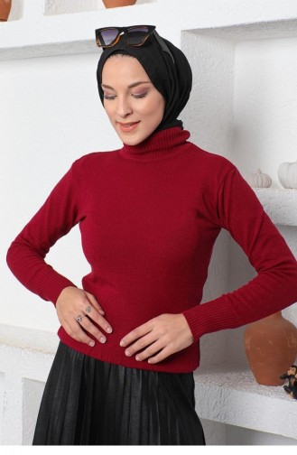 0029Mp Pull Maille Rouge Claret 7959