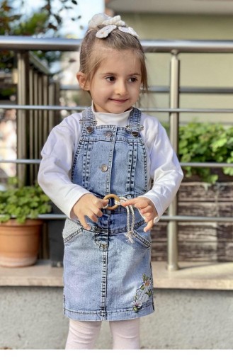 11558Sk Girl`s Denim Belted Gilet Blue 8075