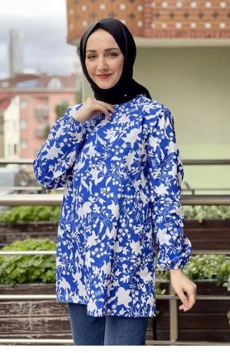 0149Sgs Patterned Tunic Saxe Blue 8165