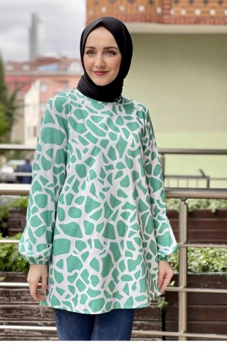 0150Sgs Patterned Tunic Green 8171