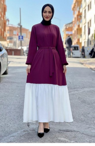 Zweifarbiges Hijab-Kleid 1516-01 Kirsche 1516-01