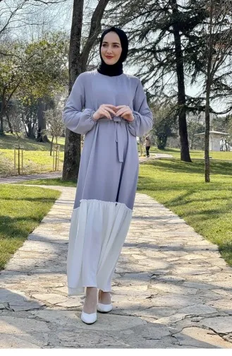 Robe Hijab Bicolore 1516-06 Gris 1516-06