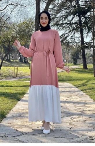 Robe Hijab Bicolore 1516-04 Rose Poudré 1516-04