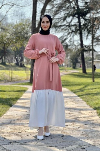 Zweifarbiges Hijab-Kleid 1516-04 Dusty Rose 1516-04