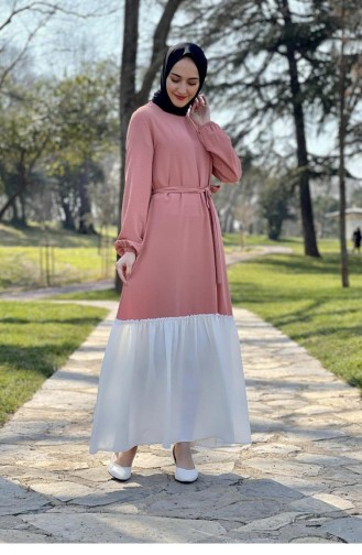 Zweifarbiges Hijab-Kleid 1516-04 Dusty Rose 1516-04