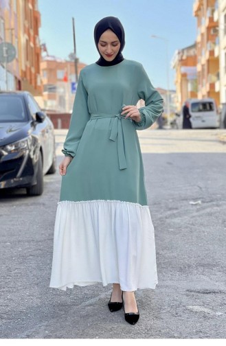 Robe Hijab Bicolore 1516-05 Vert 1516-05
