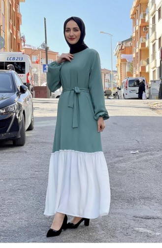 Zweifarbiges Hijab-Kleid 1516-05 Grün 1516-05