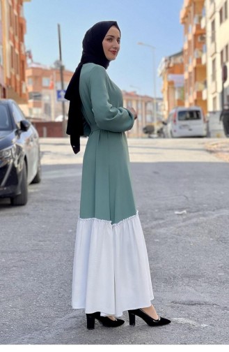 فستان للحجاب بلونين 1516-05 لون أخضر 1516-05