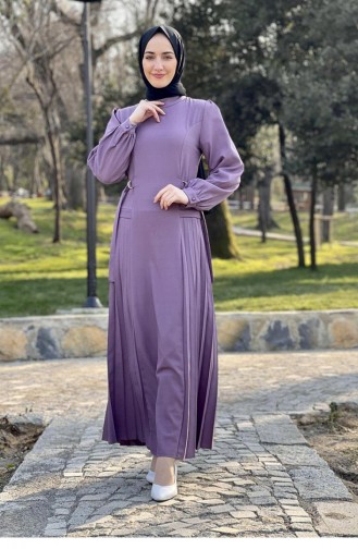 2298Nry Side Pleated Dress Lilac 8331