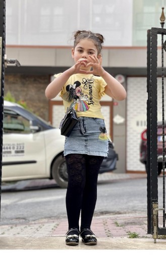 11595Sk Tailleur Jupe Avec Sac Pour Fille Jaune 8338